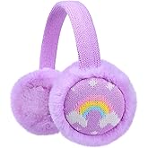 BAOPLAYKIDS Winter Ear Muffs For Kids Warm Furry Knit Girls Earmuffs Boys Plush Toddler Ear Warmers Outdoor Ear Covers 3-15 Years Purple