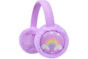 BAOPLAYKIDS Kids Knitted Rainbow Earmuffs Winter Outdoor Plush Ear Muffs Ear Warmers for Girls 4-16Years