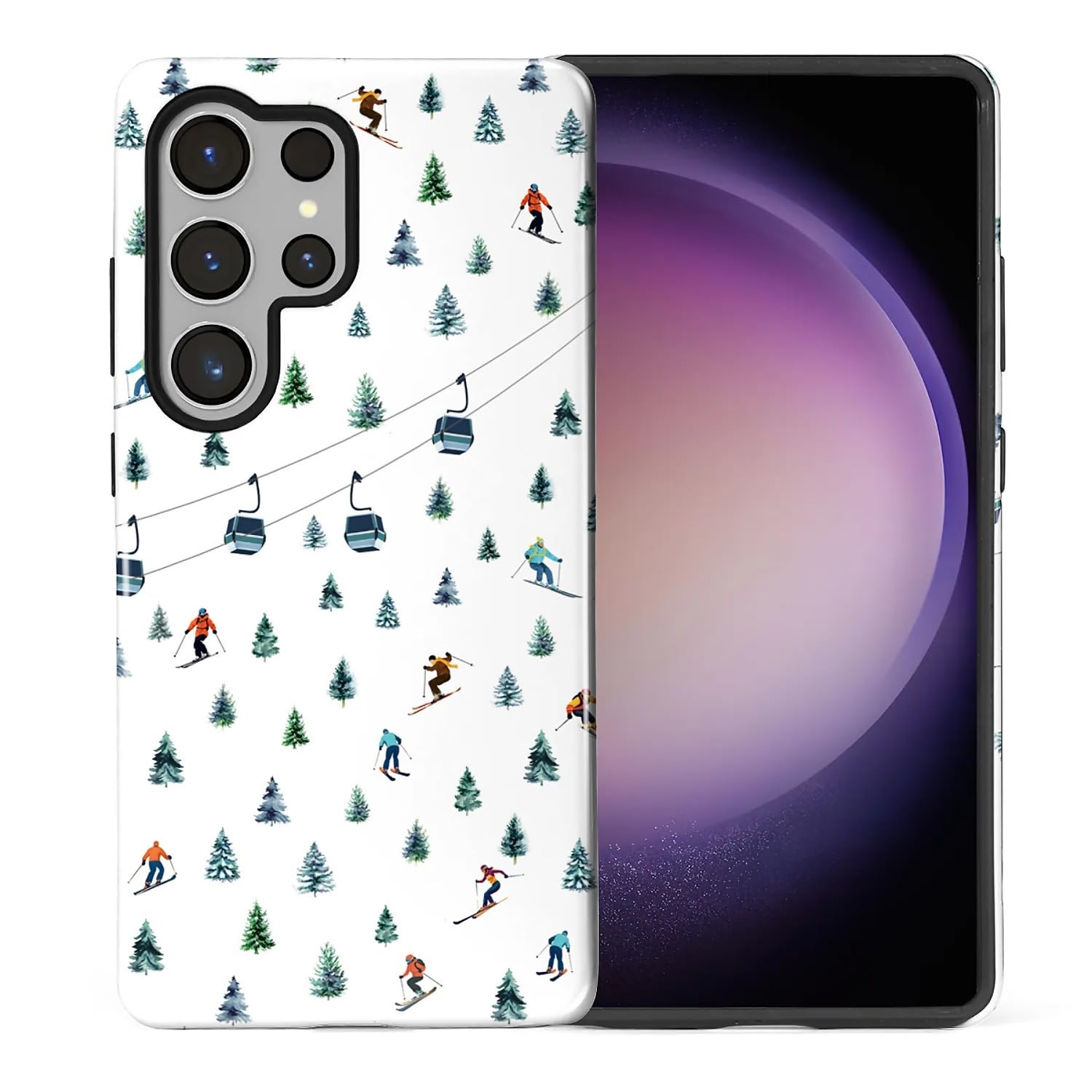 casesok for Samsung Galaxy S25 Ultra Case,Dual-Layer Hard Shell + Silicone Phone Cover,Full Body Protection Shockproof Case for Samsung Galaxy S25 Ultra-Skiing Resort Winter Holiday