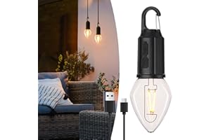 Brighfivey Rechargeable LED Battery Operated Lights,3 Light Modes Battery Powered Lights,Press Switch Hanging Lamp,Tubular Gaze Lights,Portable Outdoor Lanterns for Patio Waterproof,1 Pack