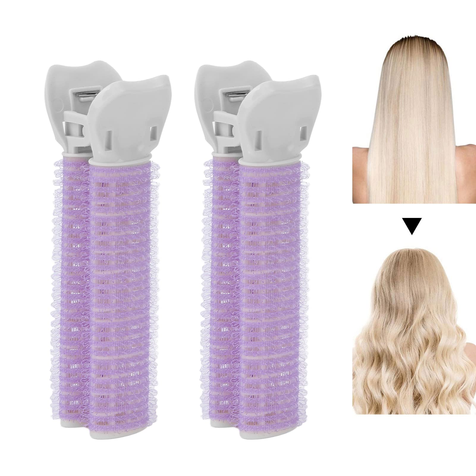 ANGGREK 2pcs Hair Volume Roller Curler Clip, Portable Volumizing Root Clips Bangs Styling Tool for Long & Short Hair (Purple)