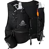 Haimont Hydration Running Vest with Water Bottles for Women Men, Adjustable Lightweight 8L Water Backpack with Soft Flasks for Trail Running