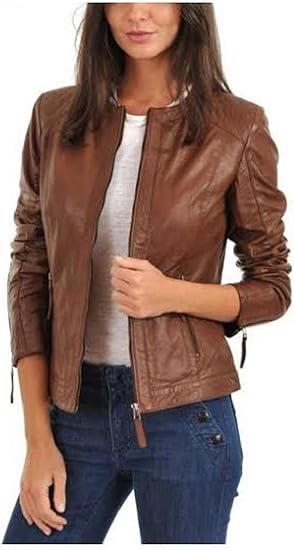 Chamarra de cuero cafe mujer Clearance