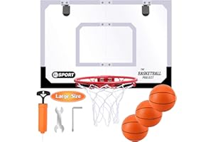 TNELTUEB Large Indoor Mini Basketball Hoop Set for Kids and Adult 24 X 16 Inch Board Family Games for Home and Office Door & Wall with 3 Balls and Complete Accessories, Basketball Toy Gift for Boys Girls Teens