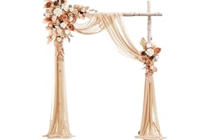 Mtgluk Wedding Arch Draping Fabric 30"x240", Sheer Chiffon Backdrop Panel for Ceremony, Arbor, Party, Stairway, Bridal Shower, Event Decorations (Champagne)