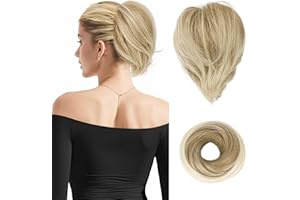 BARSDAR Straight Hair Bun Extensions - Synthetic Fully Short Ponytail Hair Bun Extensions for Women, Elastic Messy Hair Bun S