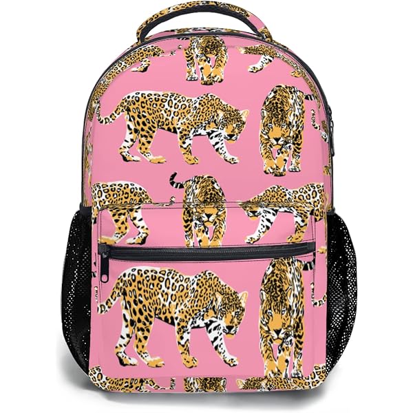 CaomeiWu Leopard Print School Backpack For Kids - 16 Inch Cheetah Bookbag For Boys & Girls, Lightweight & Durable