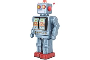Saluaqui Retro Robot Robot Tin Tobot Metal Tin Toy Retro Electric Rotating Figure Model for Adult Collectors and Kids Vintage