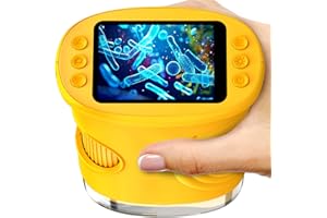 ASHFLY 1000X Handheld Digital Microscope for Kids with 2.0" IPS Screen, Portable STEM Science Lab Toy, Rechargeable Pocket Microscope Educational Gift for Boys & Girls Age 4-6 8-12, Orange