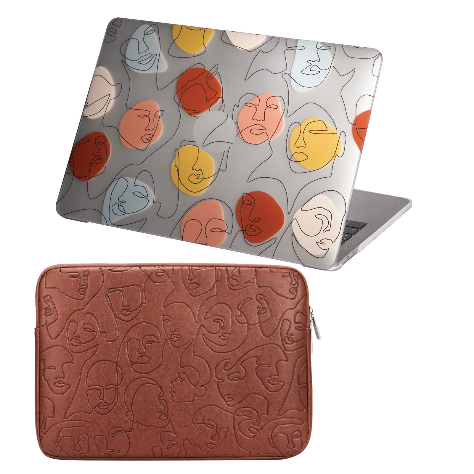 OZADE 6 in 1 Smooth Touch Matte Hard Shell Case Cover & Laptop Bag Case Sleeve Compatible with 2010-2017 MacBook Air 13 inch (Model A1466/A1369),Brown(One Line One World)