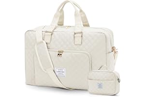 BOXSAM Travel Duffel Bags,Weekender Bags for Women with Laptop Compartment, Overnight Bag with Trolley Sleeve,Sport Gym Tote Bag with Toiletry Bag, Hospital Bag, Beige
