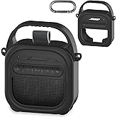 RAWECUD Silicone Cover Case for Bose SoundLink Micro 2 Portable Bluetooth Speaker, Accessories for Micro 2 Speaker Silicone Cover with Handle and Carabiner (Black Case)