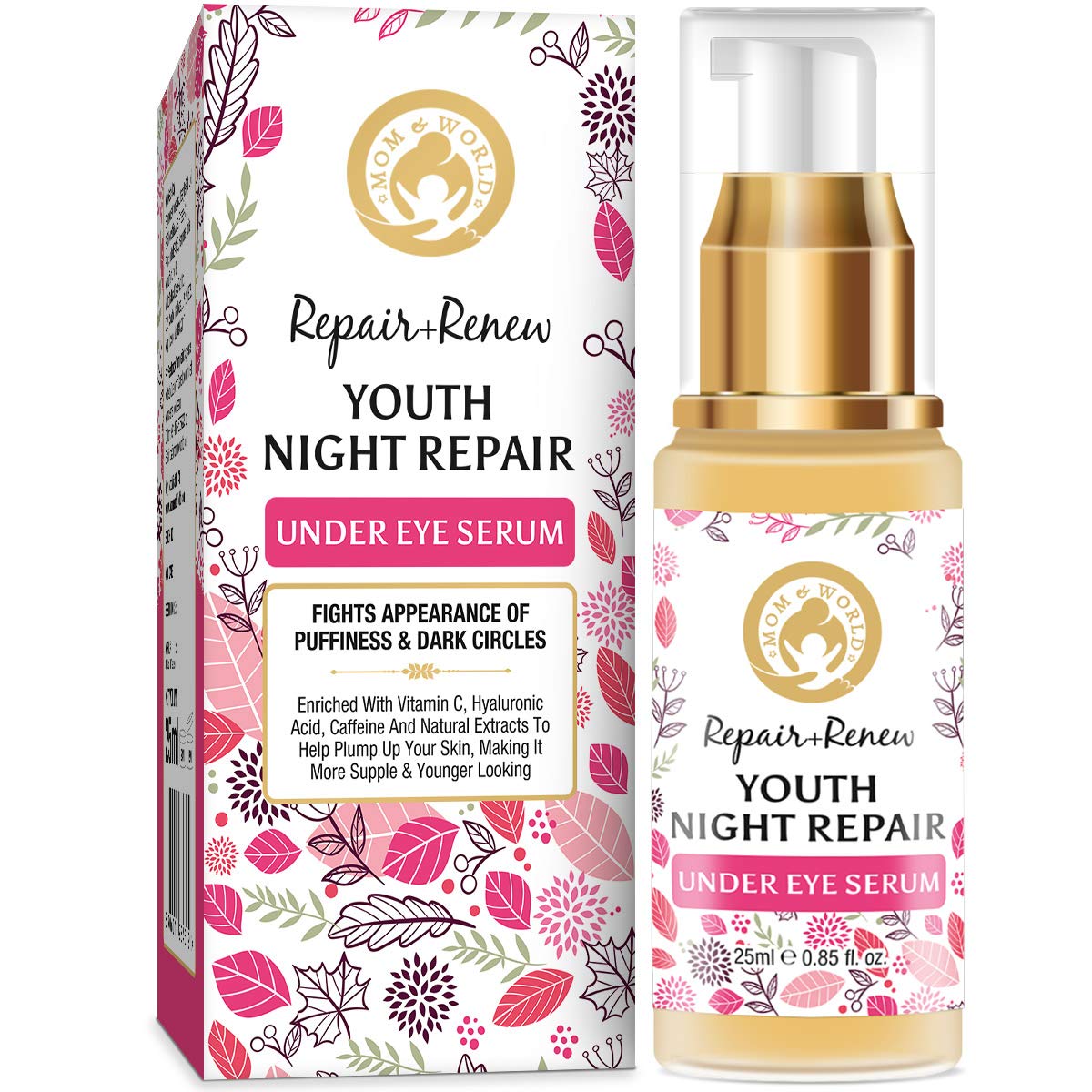 Mom & World Repair + Renew Youth Night Repair Under Eye Serum, 25ml - Fights Appearance of Puffiness & Dark Circles
