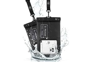 Pelican 2 Pack Marine - IP68 Waterproof Phone Pouch (XL Size) Floating Waterproof Phone Case - Beach Cruise Ship Travel Essentials - Works with All Phones - Detachable Lanyard - Stealth Black