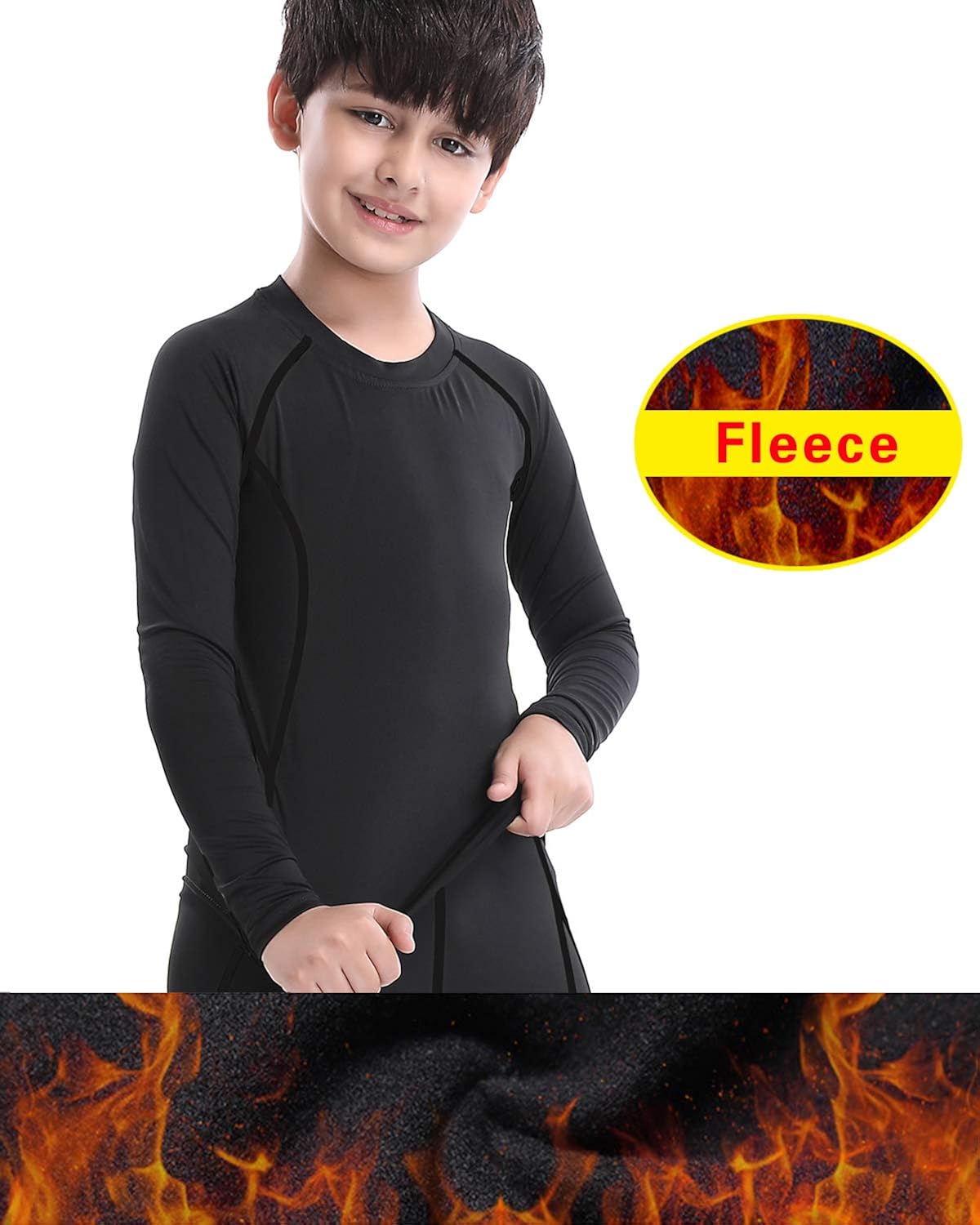 LNJLVI Boys' Youth Long Sleeve Athletic Shirts Compression Base Layer Underwear Running Baseball Soccer T-Shirts: Clothing