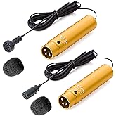 Movo LV-6 Pro Grade Omnidirectional and Cardioid XLR Lavalier Condenser Microphone Set (48V Phantom Powered)