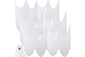 Tmflexe 6 Pack Creepy Cloth 30 x 72 Inch, Spooky Halloween Polyester Decorations Scary Gauze Cloth Doorways Spooky Halloween Decorations Outdoor Yard Home Wall Decor（White）