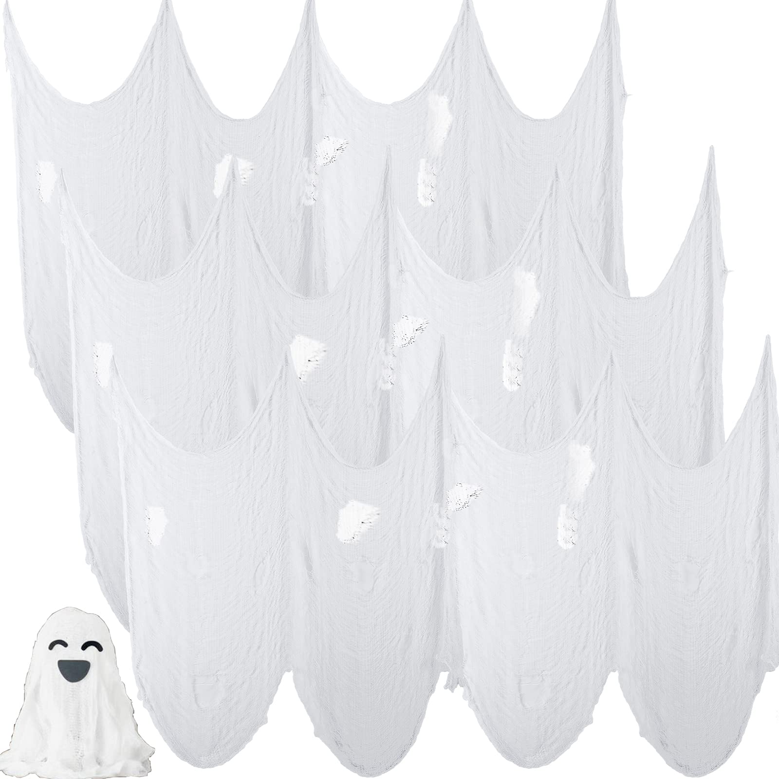 Photo 1 of Tmflexe 6 Pack Creepy Cloth 30 x 72 Inch, Spooky Halloween Polyester Decorations Scary Gauze Cloth Doorways Spooky Halloween Decorations Outdoor Yard Home Wall Decor?White?