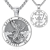 LOOVE Patron Saint Medals Amulet Necklace 925 Sterling Silver Protection Jewelry for Men Women with 20"/22"+2" Rolo Chain