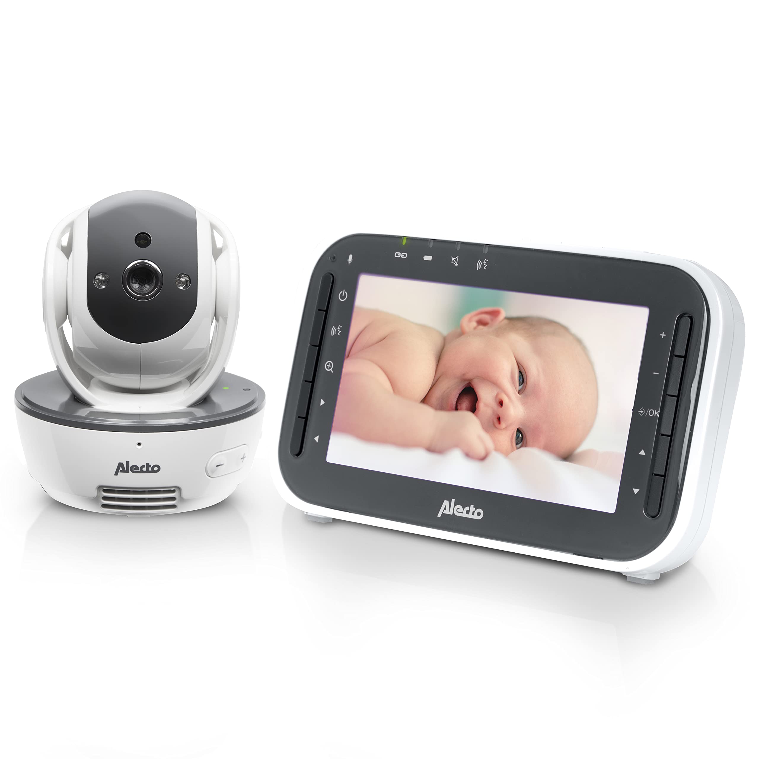 Alecto Dvm200M - Babyphone Avec Caméra Et Écran Couleur 4.3", Blanc/Anthracite