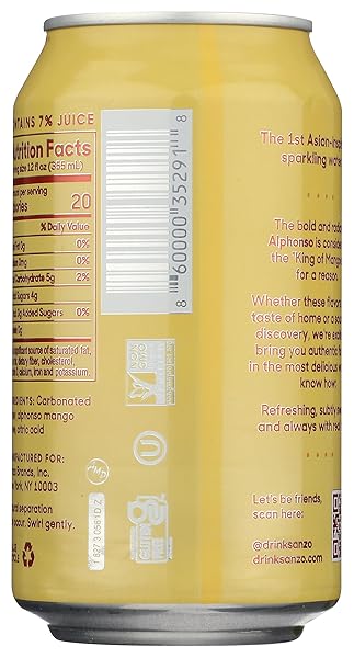 SANZO MANGO SPARKLING WATER, 12 FZ