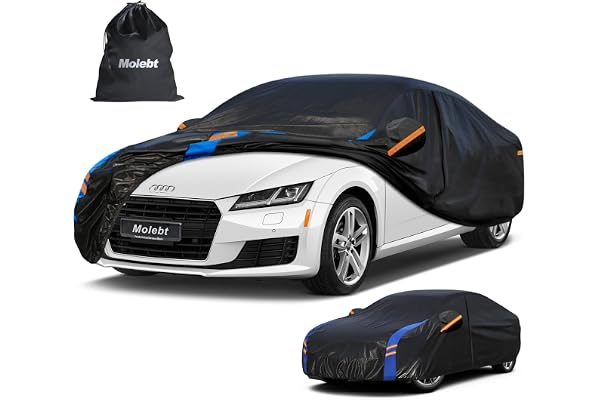 Molebt Custom Fit Car Cover for Audi TT TTS TTRS (1998-2026), Upgraded Waterproof All Weather Outdoor Auto Cover with Driver