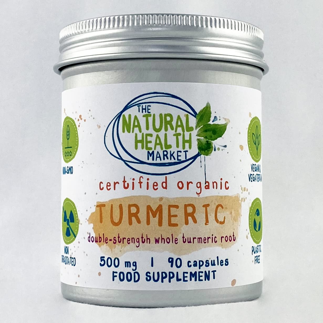 Organic Turmeric Capsules 500mg by The Natural Health Market • Soil Association Certified • Vegan-Friendly No Gelatine • GMO Free (90 Capsules)