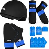 SuzziPad Ice Pack Stress Relief Cap &amp; Cooling Socks &amp; Cold Gloves for Chemotherapy, Comfort Items for Chemo Patients, Smoothe discomfort for feet, Head and Hand, S/M