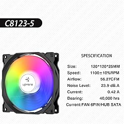 upHere RGB LED 120mm Case Fan,Quiet Edition High