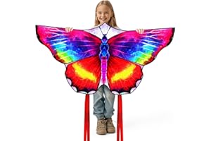 FejoHify Large Butterfly Kite for Kids & Adults, 55" x 28" Easy to Fly Single Line Kite for Kids Ages 4-8, 8-12, Comes with 300 FT Kite String Handle