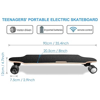 Buy Electric Skateboard Youth Electric Longboard With Wireless Remote Control 12 Mph Top Speed 10 Miles Range 7 Layers Maple Longboard Us Stock Online In Indonesia B08p4ddz3z