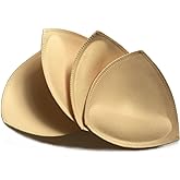 3 Pairs Removeable Push up Triangle Bra Pads Inserts,Replacement Pad for Bikinis Top Sport Bra Swimsuit for A B C Cups-Beige