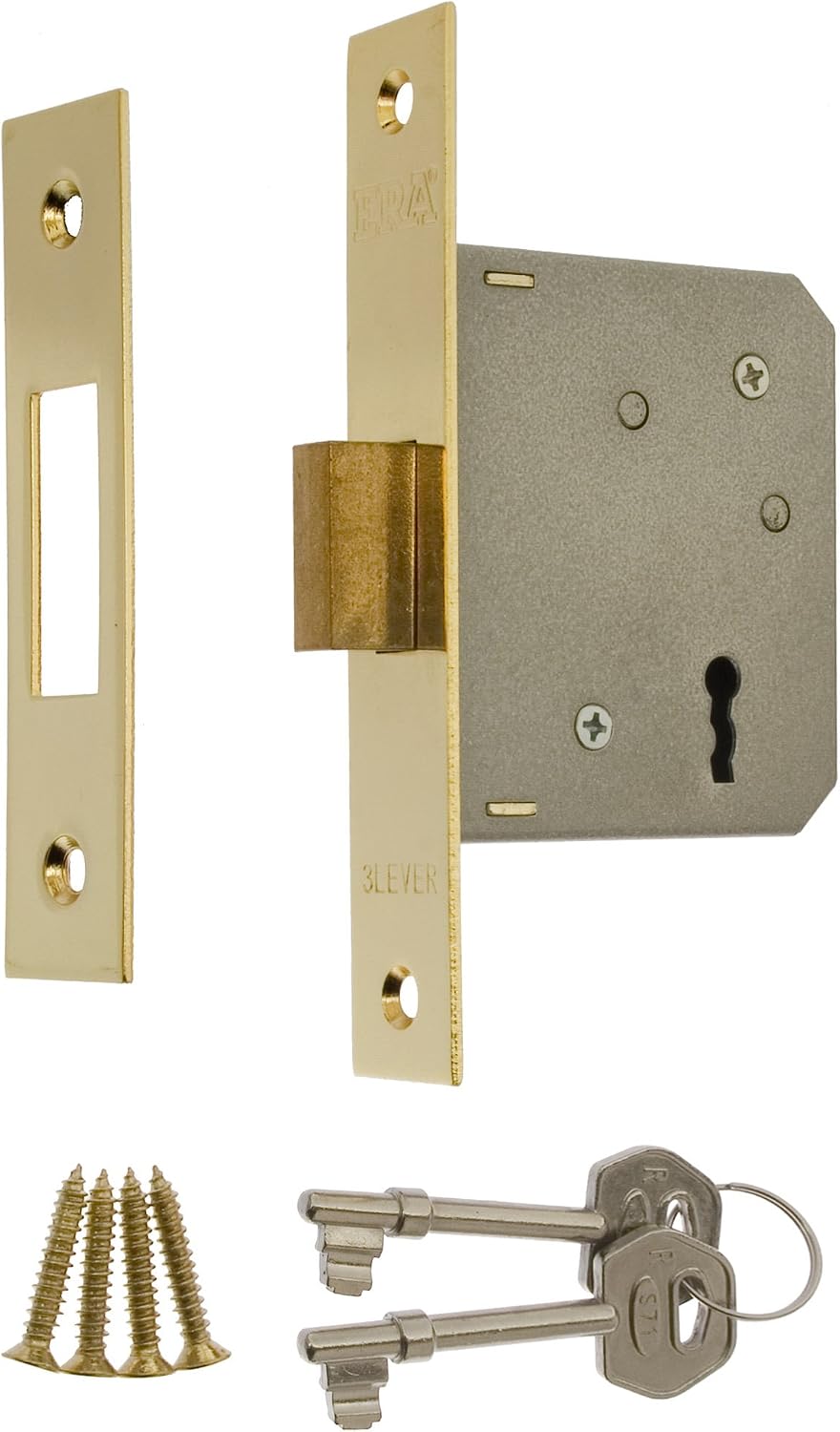 Era 472-31 2.5-inch/ 64mm 3 Lever Deadlock - Brass Effect, Gold