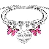 BESPMOSP 2PCs Nana Granddaughter Heart Matching Bracelet for Women Nanny Gifts from Granddaughter Birthday Gifts for Nana Bracelet Butterfly Charm Bracelet Jewelry Gifts
