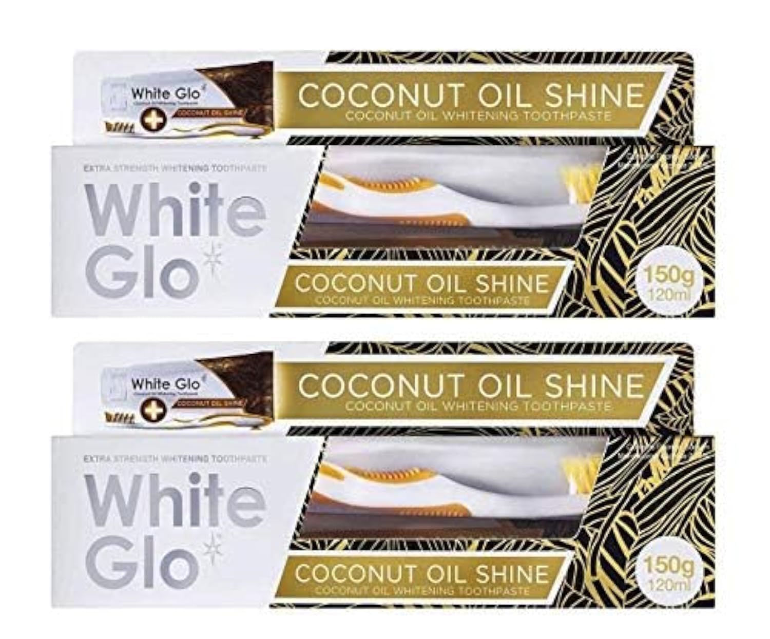 White Glo Coconut Toothpaste 150g (Pack of 2) with Sanitral 50 Pcs Dental Floss Stick