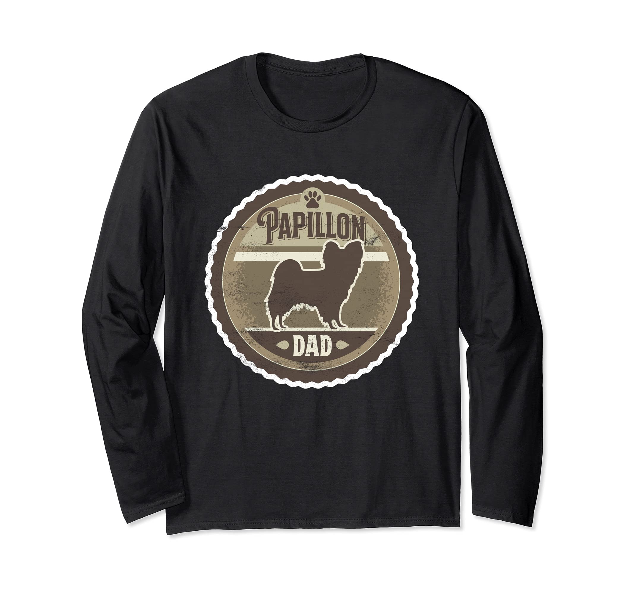 Papillon Dad - Papillon Dog Silhouette Long Sleeve T-Shirt