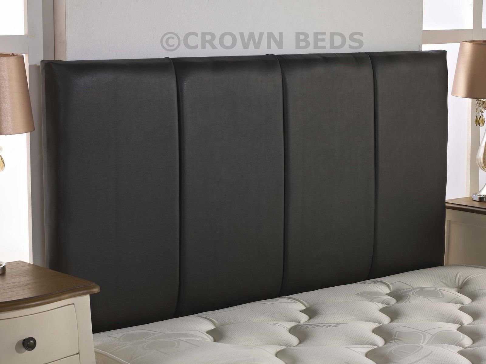 CROWNBEDSUK QUALITY FAUX LEATHER SANDRINGHAM HEADBOARD IN 2ft6,3ft,4ft,4ft6,5ft,6ft NEW!!!!! (2FT6 SMALL SINGLE, BLACK)