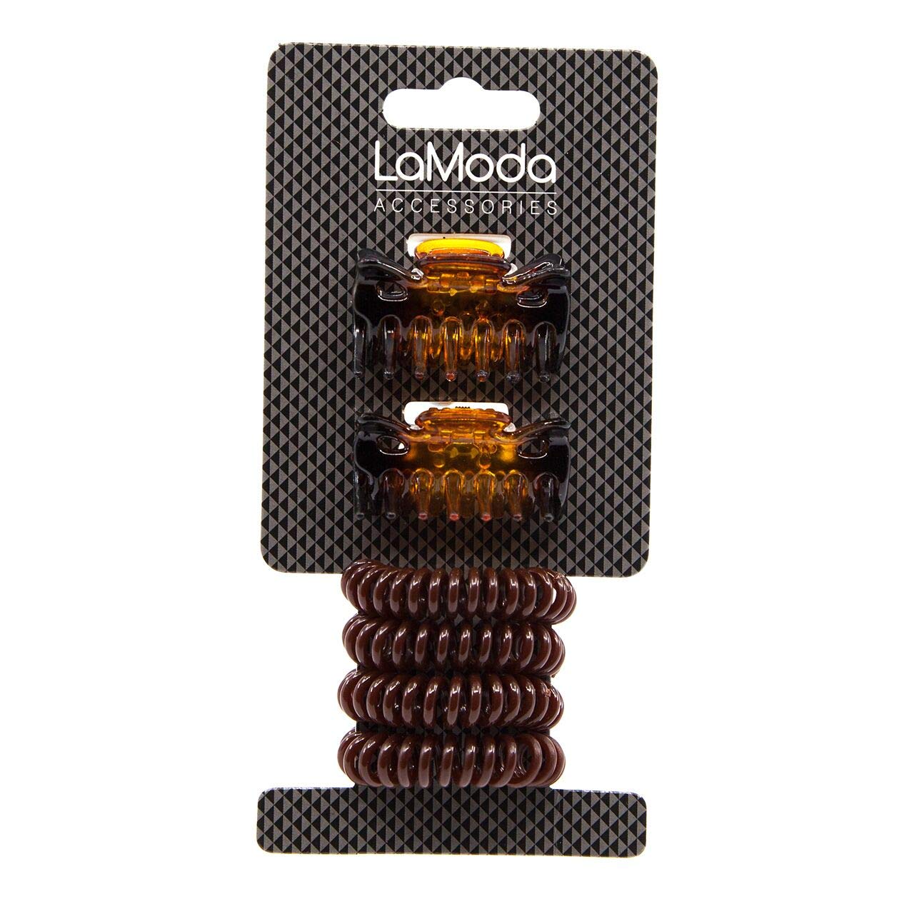 LaModa Hair Clamps and No-Kinks Hair Ponytail Holder Set.2 Hair Clamps. 4 Ponytail Holders