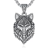 Lattd Wolf Necklace 925 Sterling Silver Wolf Pendant for Men