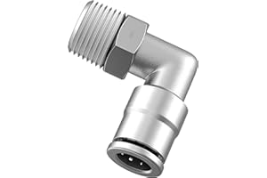 Utah Pneumatic Push To Connect Air Fittings 1/4" Od 1/8" Npt Air line Swivel Fitting Elbow Union Push Connect Nickel-Plated Brass Pneumatic Fittings Pneumatic Connectors PL-1/4-N1 (5 Pack)