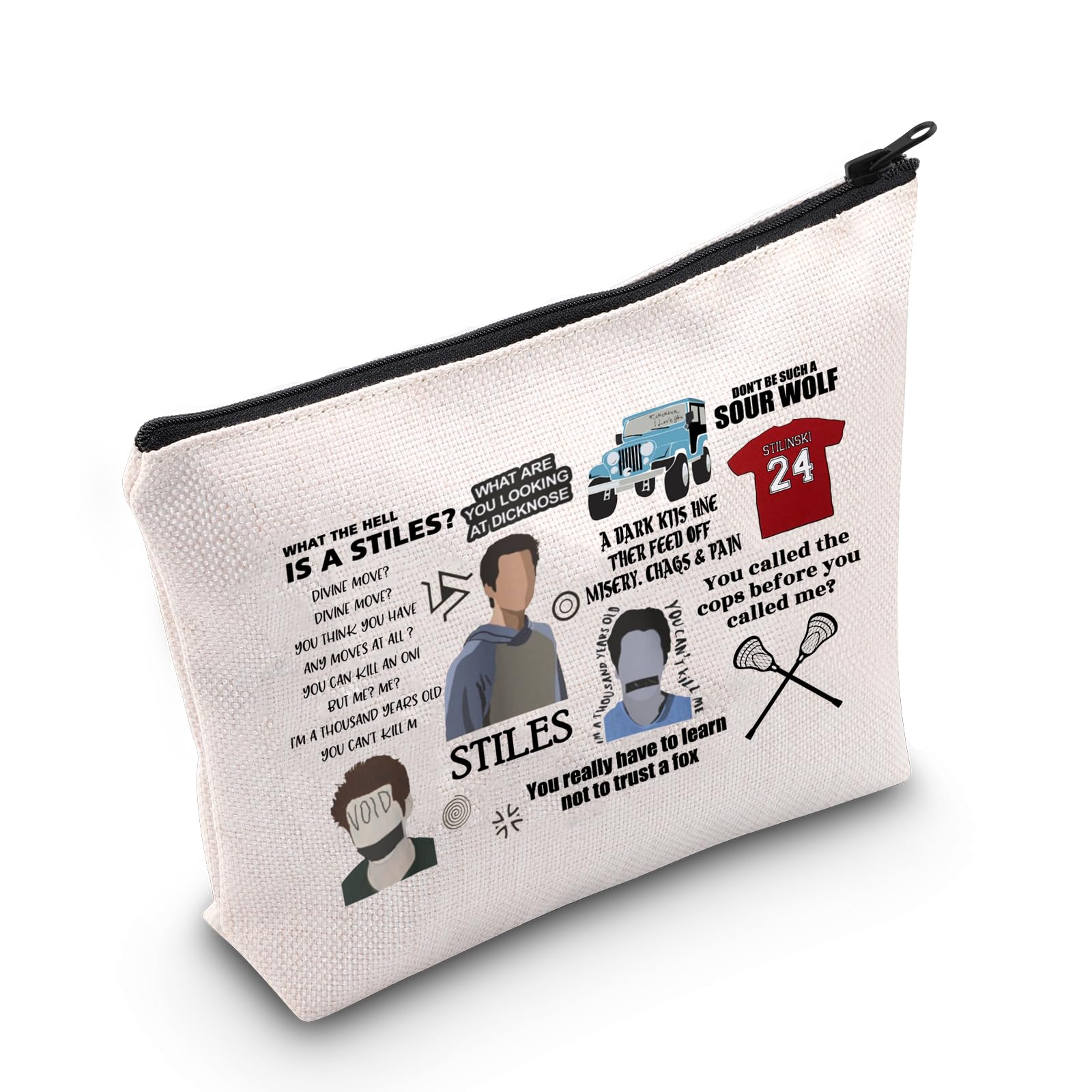 MYSOMY Wolf TV Show Inspired Gift Stiles Stilinski Fan Cosmetic Bag Wolf Human TV Show Merch Wolf Triskelion Gift (Stiles Bag)