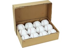 12 Pack Leather Baseballs - Standard Size, Unmarked & Soft 9 inch Baseball Training Ball for Adult Practice & League Play