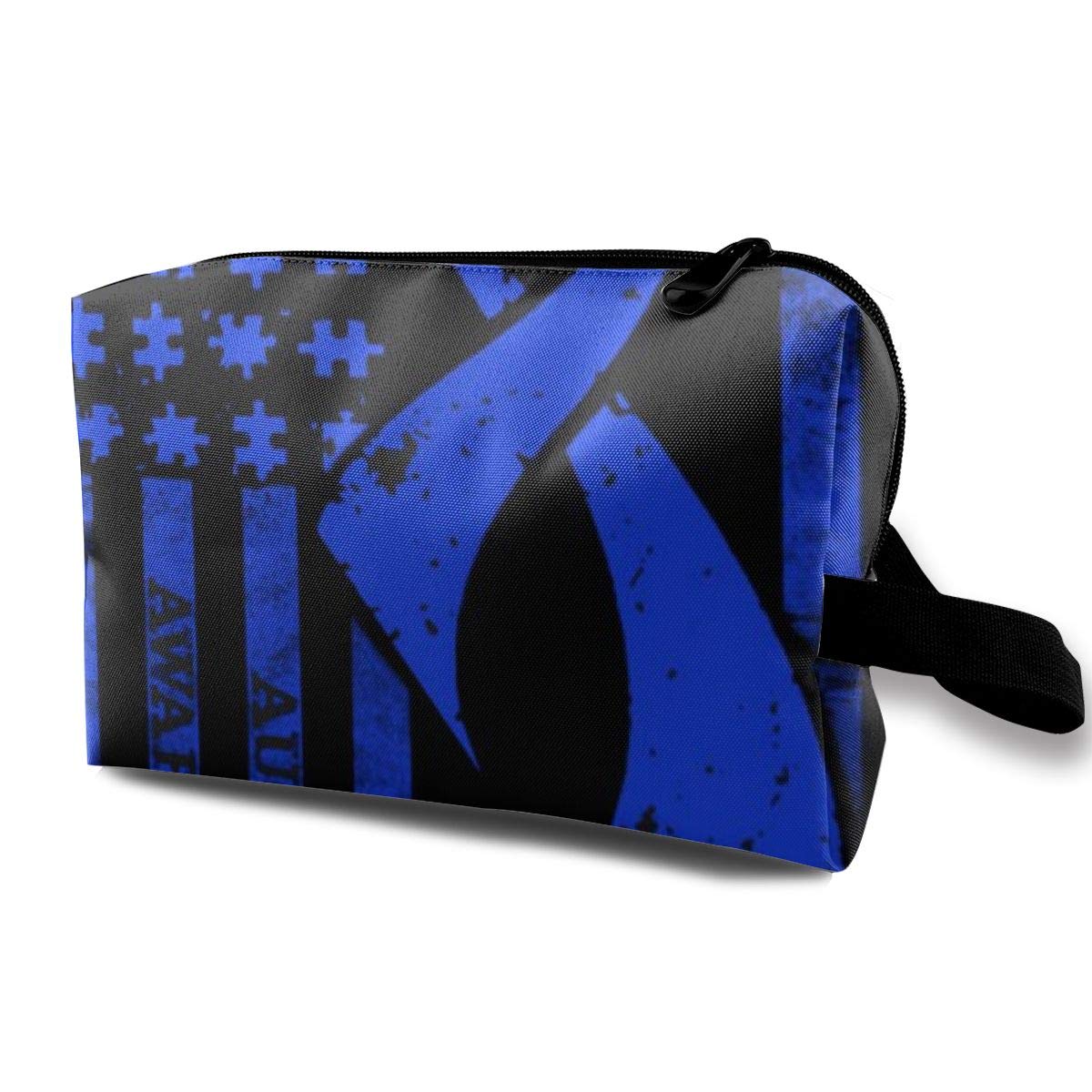Blue Flag Autism Awareness Portable Makeup Bag for Purse Travel Cosmetic Pouch Toiletry Bag for Women Girls Gifts