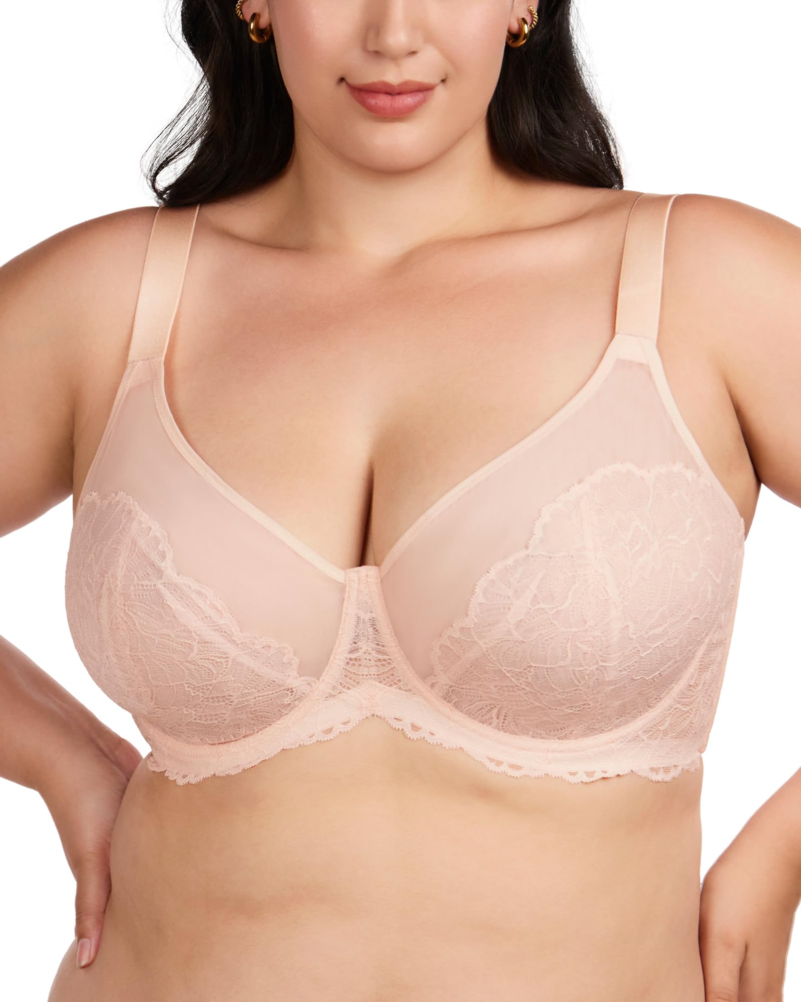 HSIA Minimizer Bras For Women - Full Coverage Underwire Lace Bra, Plus Size Support, Dark Grey - View #2