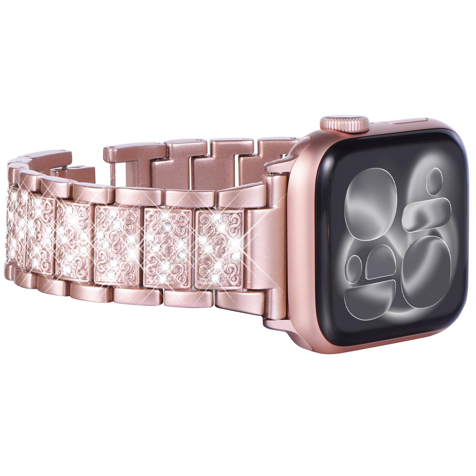 WINGLE 38mm 40mm 41mm 42mm(Series 11 10) Compatible with Apple Watch Straps, Women Bling Diamond Rhinestone Bracelet Replacement Band for Apple Watch Strap SE Series 11 10 9 8 7 6 5 4 3 2 1,Pink