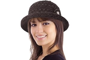 COLORSUN Women Winter Knit 1920s Vintage Bucket Bowler Hat Round Brim Warm Hat