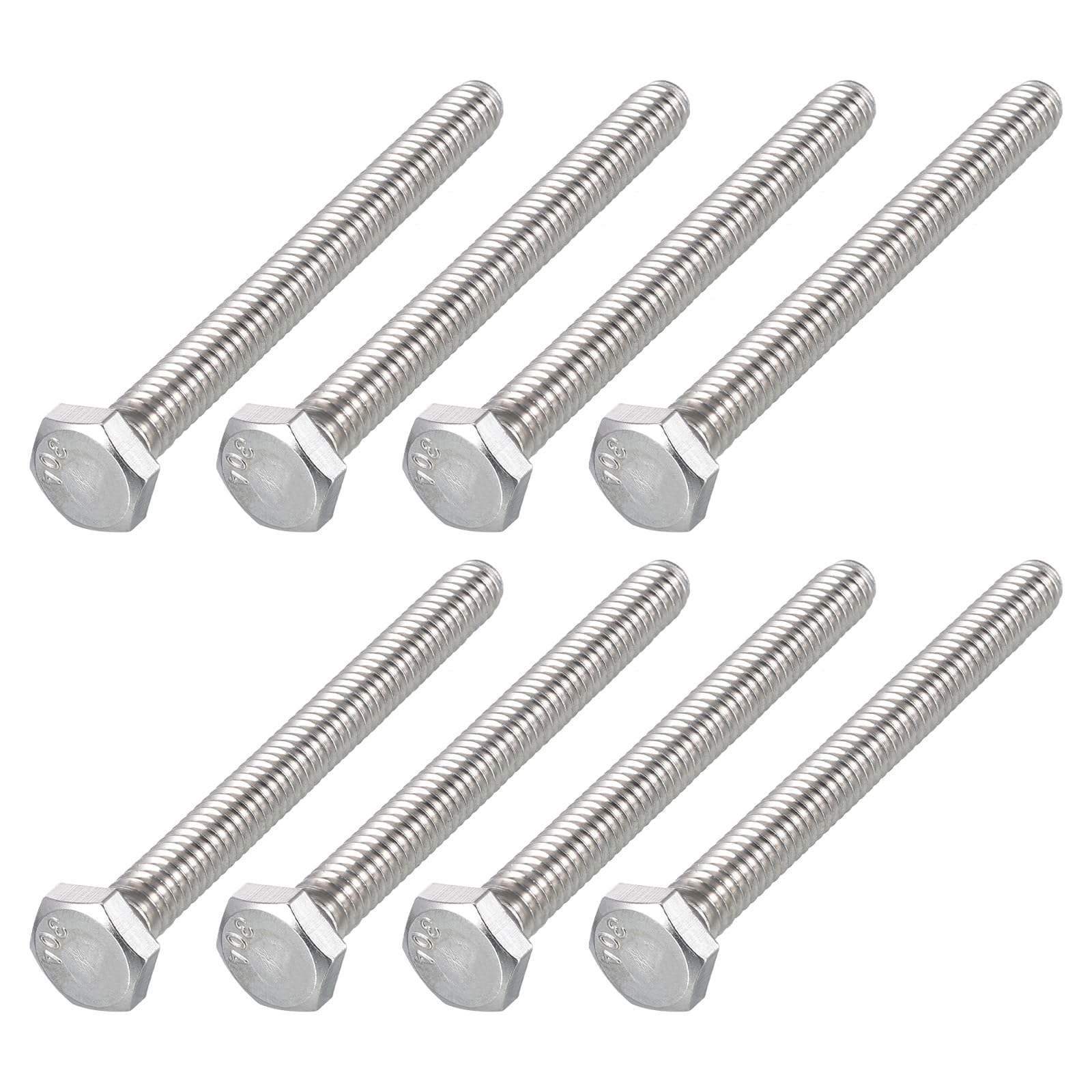 METALLIXITY Hex Head Bolts (1/4-20 x 2-1/2") 8Pcs, 304 Stainless Steel 18-8, Fully Threaded, External Hex Drive, Plain Finish, Hex Head Screw Bolt, Silver — image 1