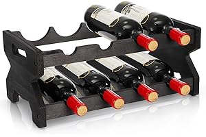 Pumtus 2-Tier Wine Rack, 8 Bottles Wood Countertop Wine Storage Shelf, Tabletop Freestanding Wine Organizer, Space Saving Win