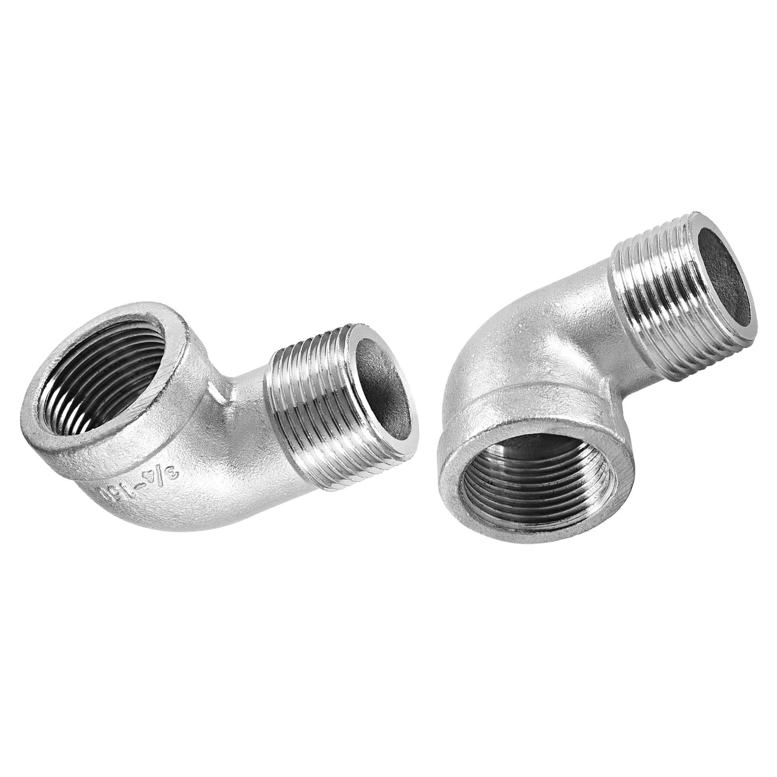 DTGN 3/4BSPT x 3/4BSPT(Female x Male) 90 Degree Pipe Fitting - Good for Water Pipe System - 2Pack - Stainless Steel Elbow Fittings - Silver Tone