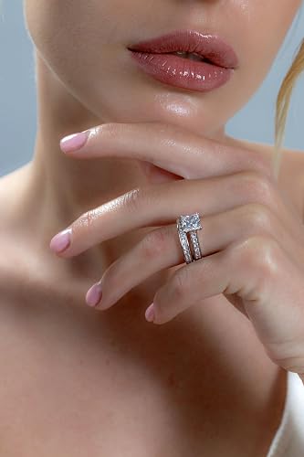 Sterling Silver Cubic Zirconia Bridal Ring Set - Women's Engagement & Wedding Band